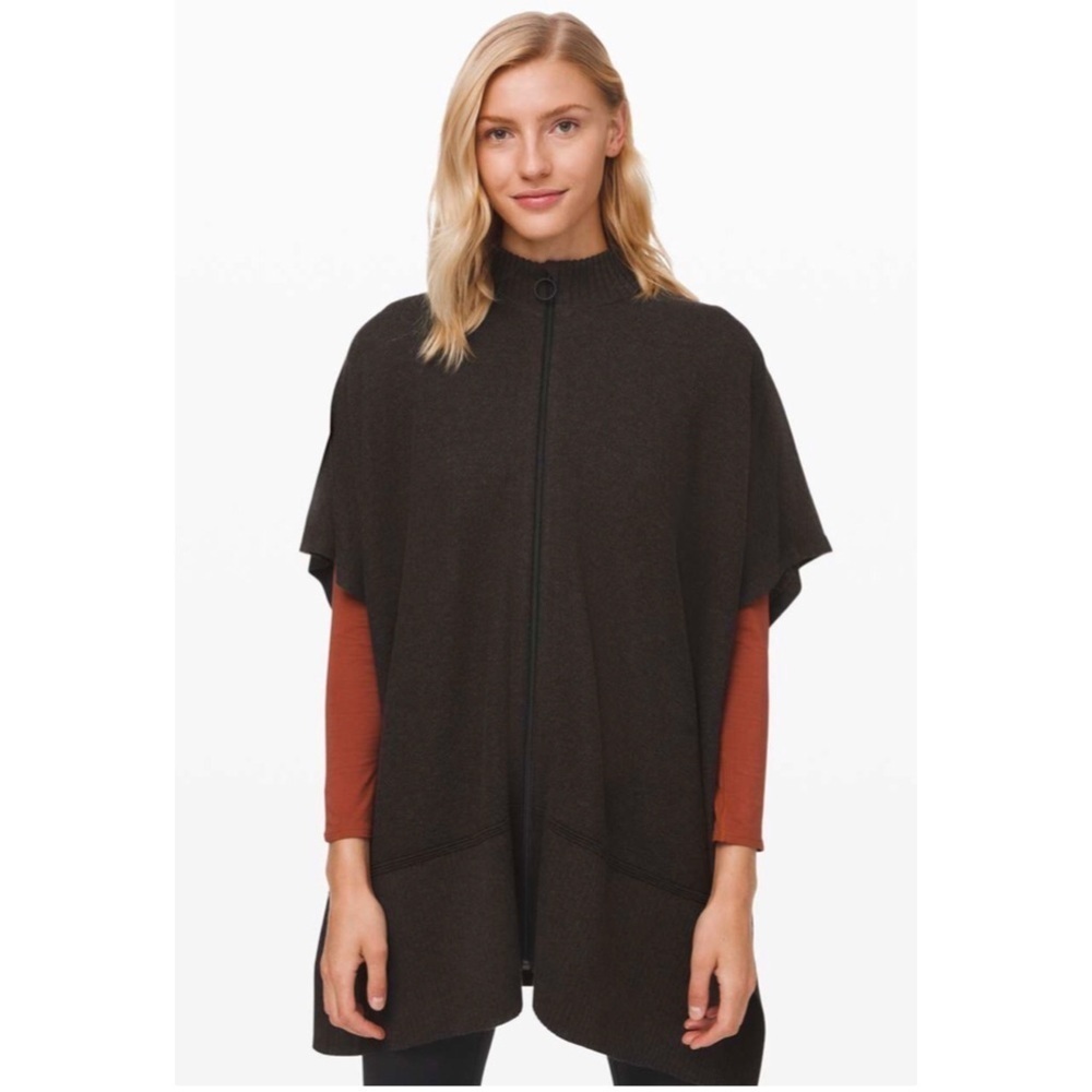 LULULEMON Call Me Cozy Wrap Oversized Sweater in Heathered Black Size OS